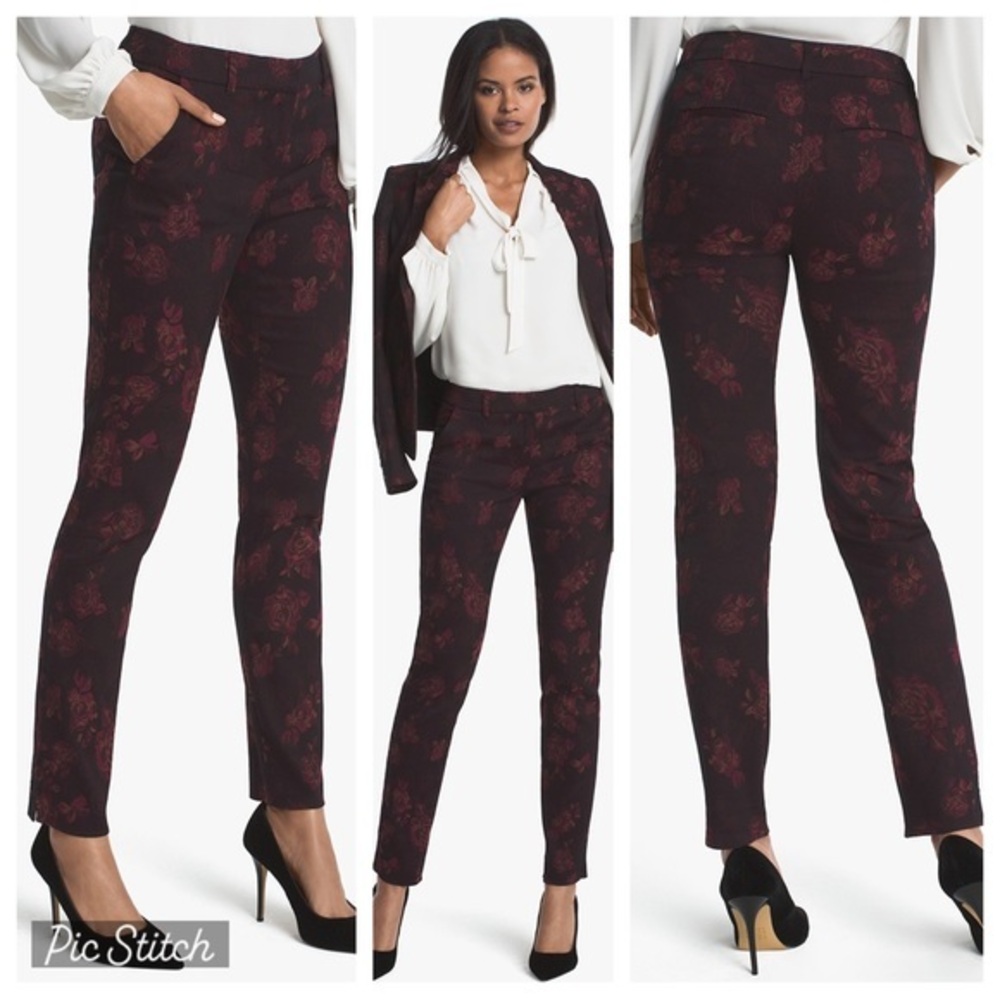 White House Black Market Jacquard Slim Ankle Pants